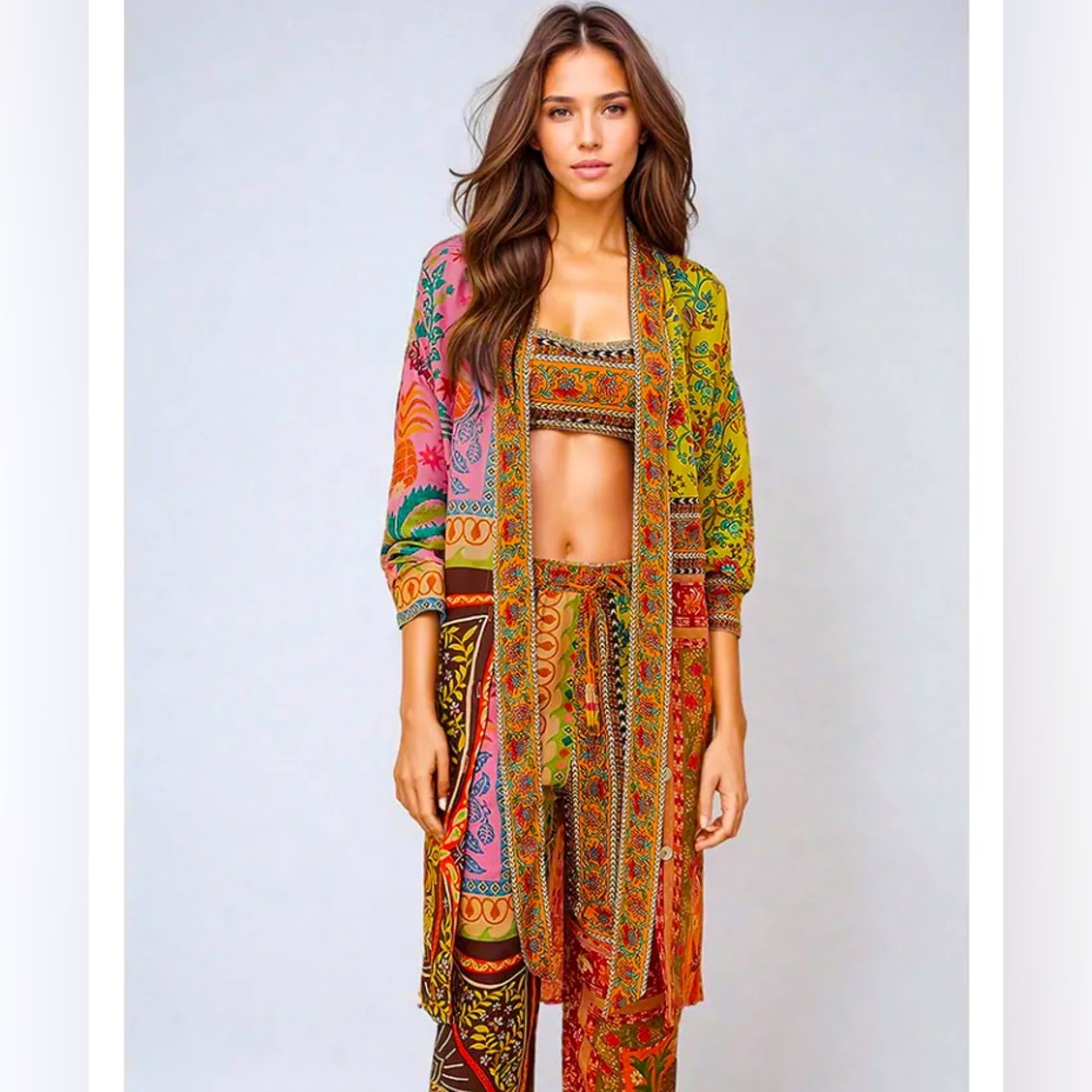 NWT FARM Rio “Mixed Scarves” Chemise Size S